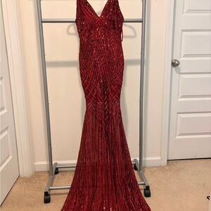 Fashion Nova Red Sequin Gown